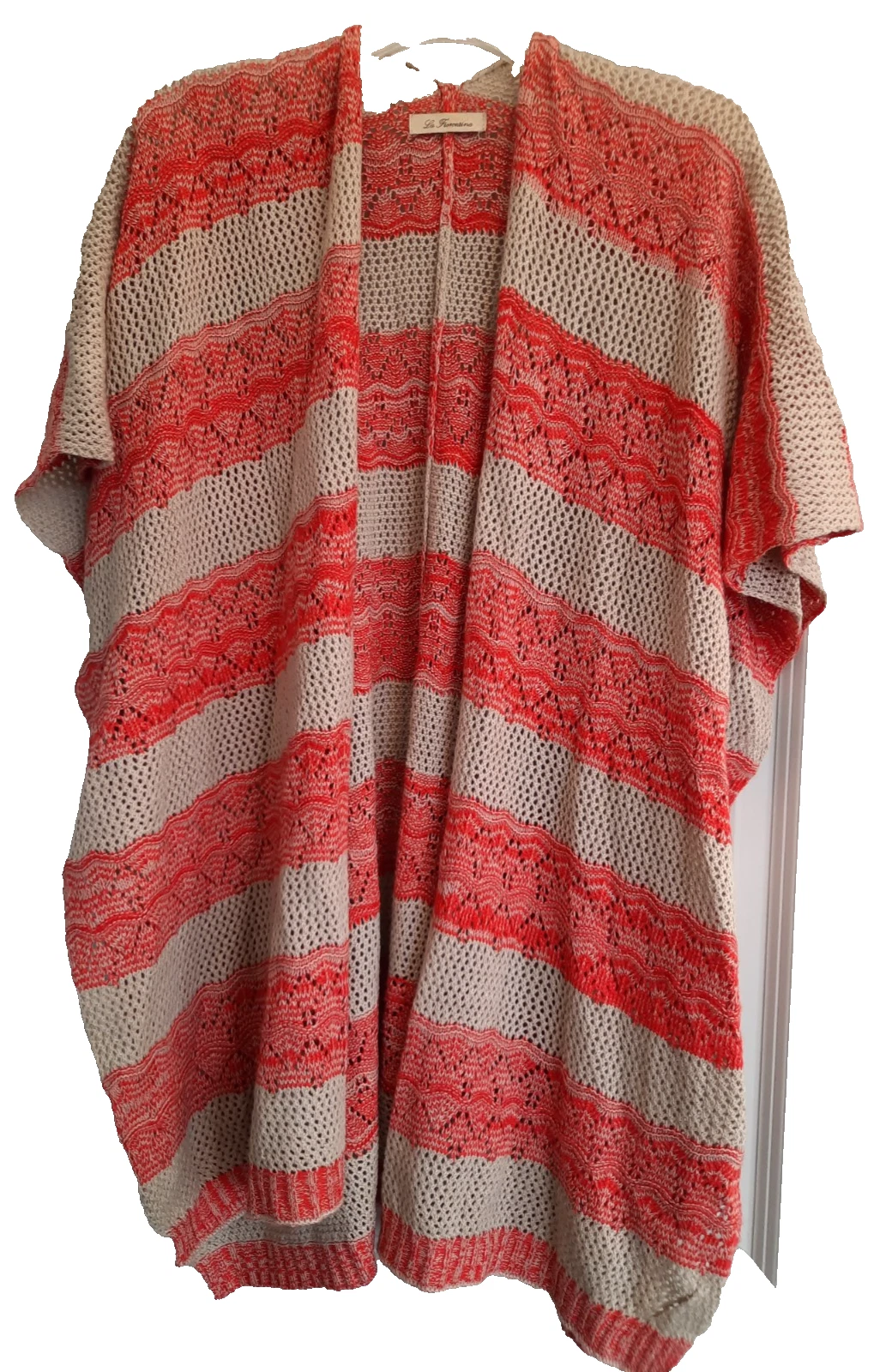 La Fiorentina Knit Open Sweater Wrap Poncho Lightweight Cardigan Shawl Cape OS