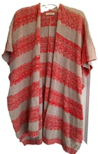 La Fiorentina Knit Open Sweater Wrap Poncho Fall One Size Cardigan Shawl Cape