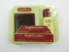 VTG English Leather Genuine Leather Trifold Wallet w/ Aftershave Aristocrat New