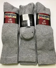 Wrangler Pro Gear Over the Calf Western Boot Sock, Large, Grey, 6 pairs