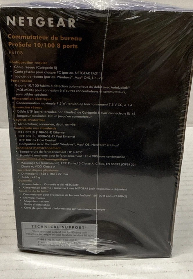 NETGEAR FS108 PROSAFE 8-PORT 10/100 MBPS FAST ETHERNET SWITCH URS3-4 New! - Image 4 of 4