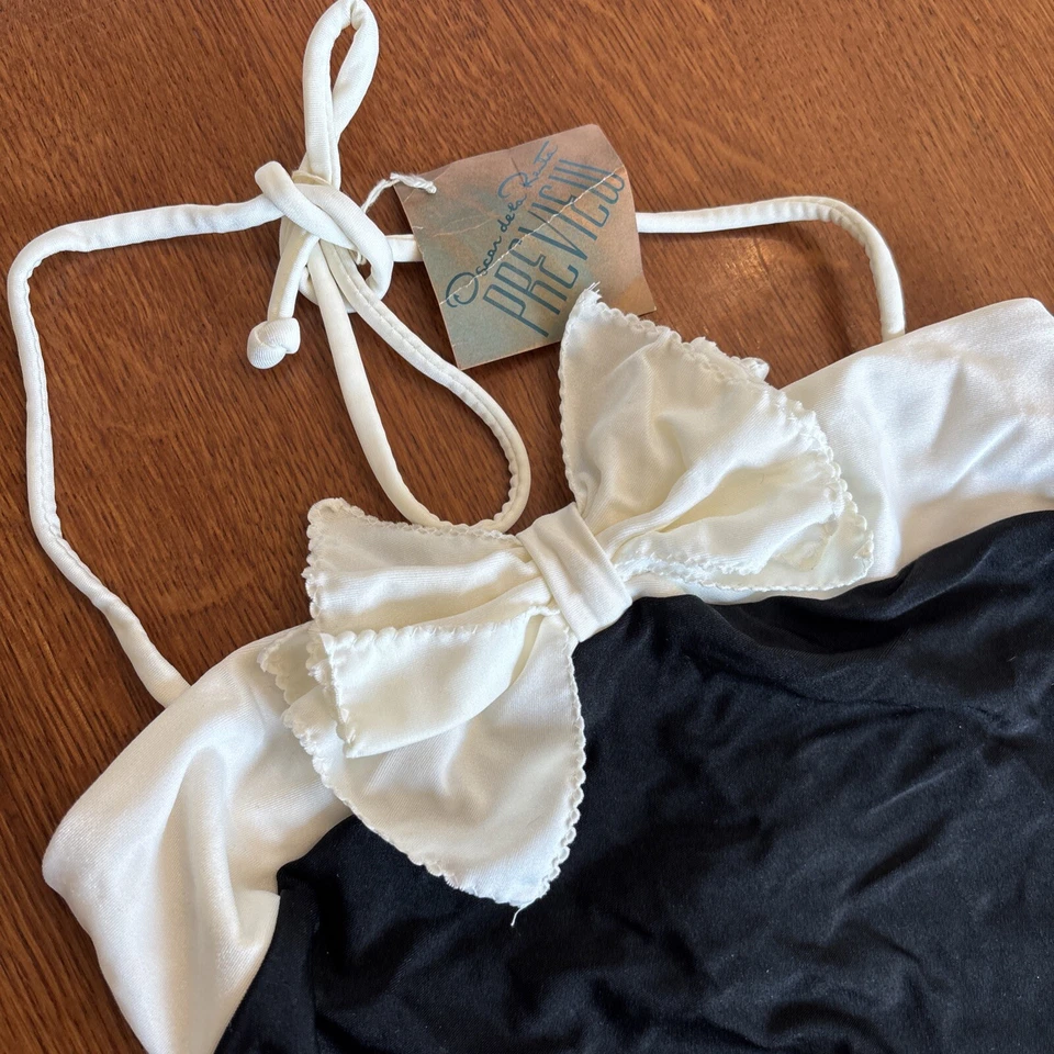 Traje de baño Oscar dela Renta con etiquetas vintage blanco y negro lazo EE. UU. talla niñas 10 Foto 2 de 4