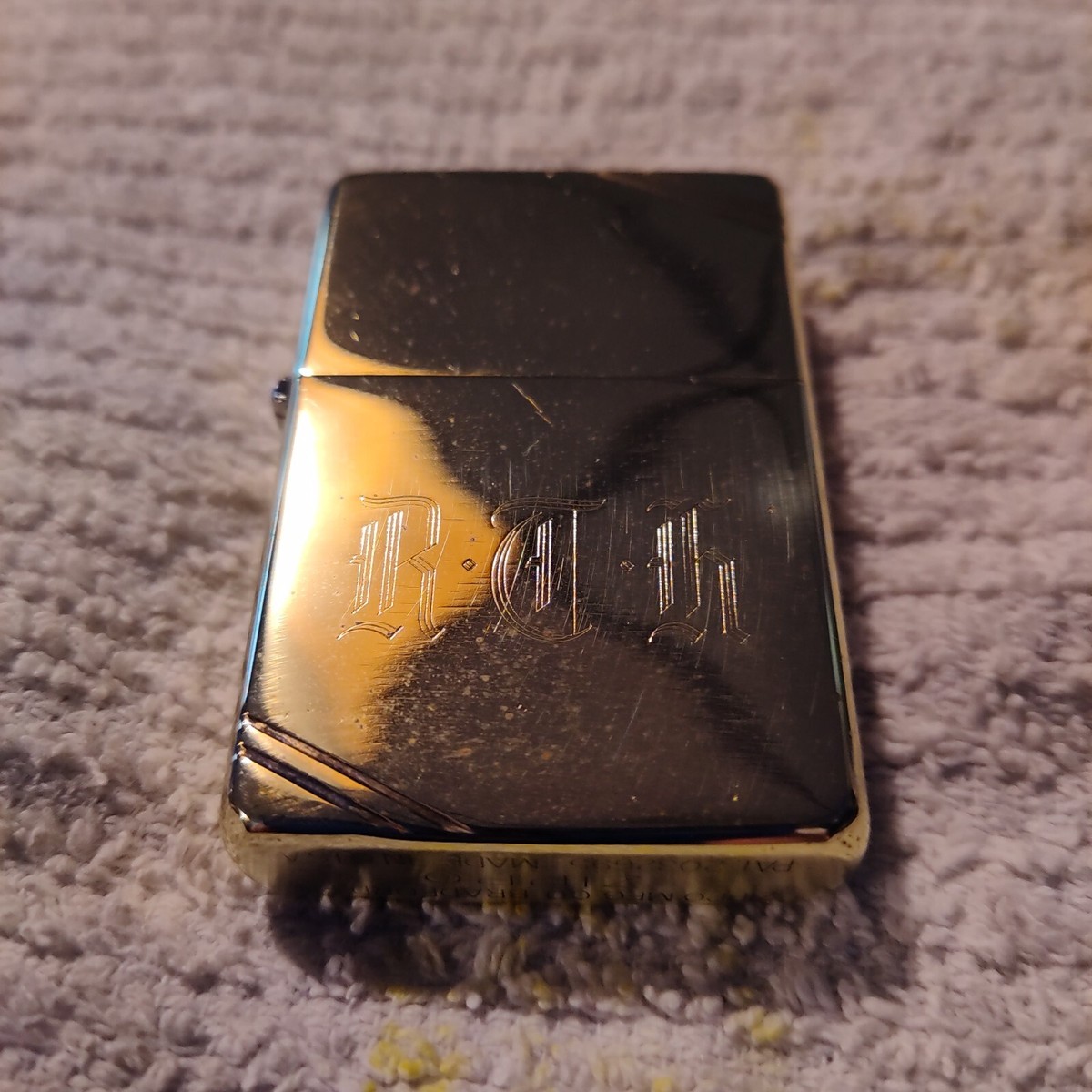 Zippo ジッポライター　ビンテージ PAT 2032695 Vintage Pat.2032695 gold brass zippo lighter engraved beveled