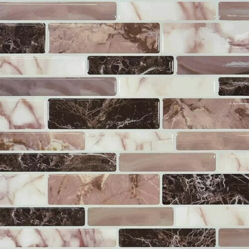 Imitation Marble Self Adhesive Tile for Kitchen Bathroom Wall Floor 10 Pcs - Picture 1 of 49