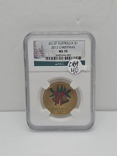 AUSTRALIA. 2012, 1 Dollar - NGC MS70 - Top Pop 🥇 Merry Christmas, Bells CB9-40