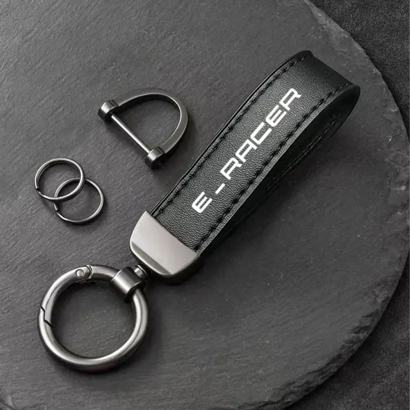 Leather Keychain Keyring For Cupra E-Racer Car Holder Black New w/ Tools