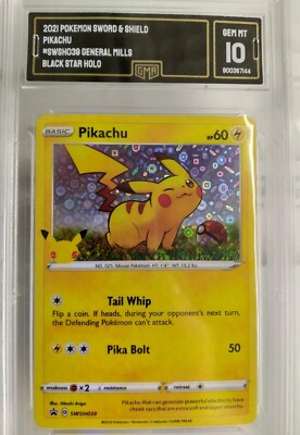 Graded 10 Pikachu Pokemon 2021 General Mills #SWSH039 Black Star