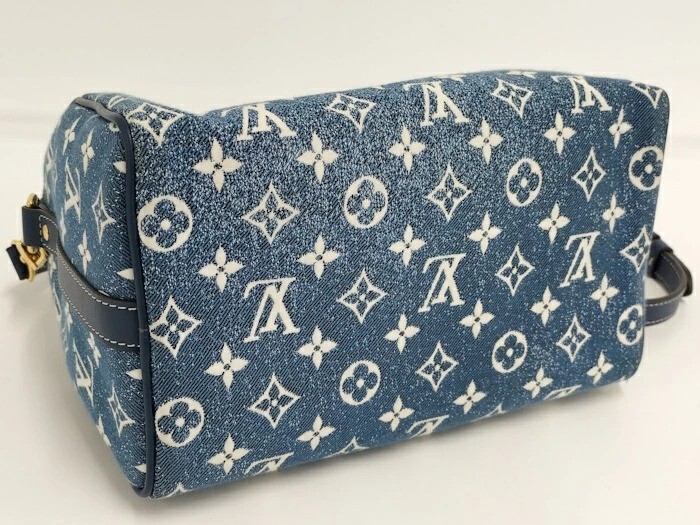 ルイヴィトン Louis Vuitton Speedy Bandouliere Duffle 25 Navy Blue Denim