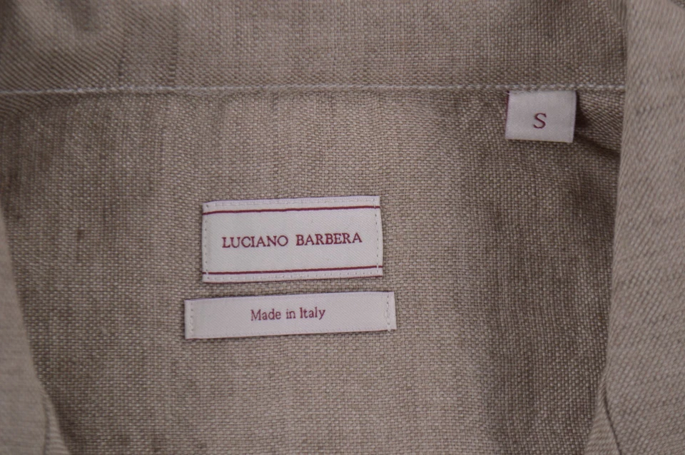 Luciano Barbera NWT Linen Casual Button Up Overshirt Size S in Solid Tan - Image 2 of 4