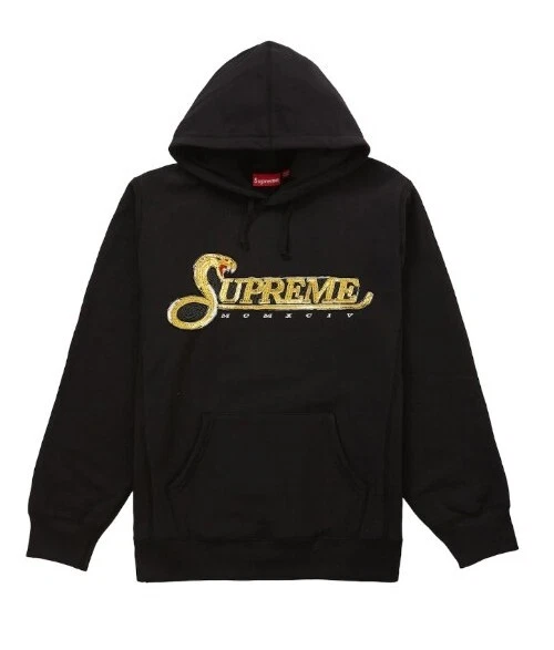 SUPREME FW'19 Sequin Viper Hooded Sweatshirt Black Men's size Large