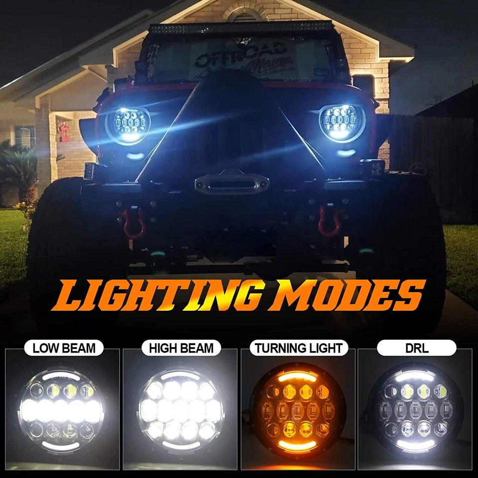 Farol LED DRL 7" polegadas + luzes de passagem para Harley Davidson Touring Road King - Imagem 2 de 4