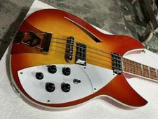 New Cherry Sunburst Semi Hollow Body Electric Bass Guitar Rosewood Fretboard