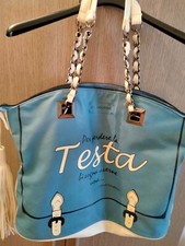 borsa le pandorine blu con scritte 