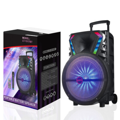 Reiko 15'' Speaker with Adapter charger and wireless mic, And remote (LT-1517BT)