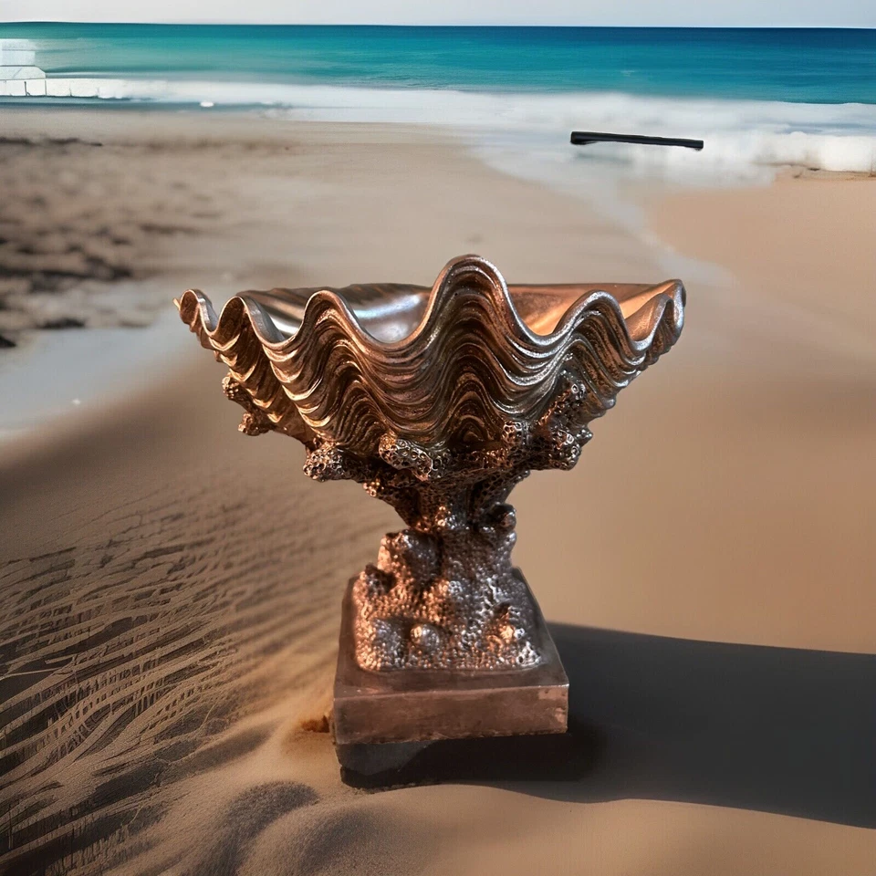 "Florero/jarrón vintage de resina coral decoración de casa jardinera plateado 9"" x 8""" Foto 4 de 4