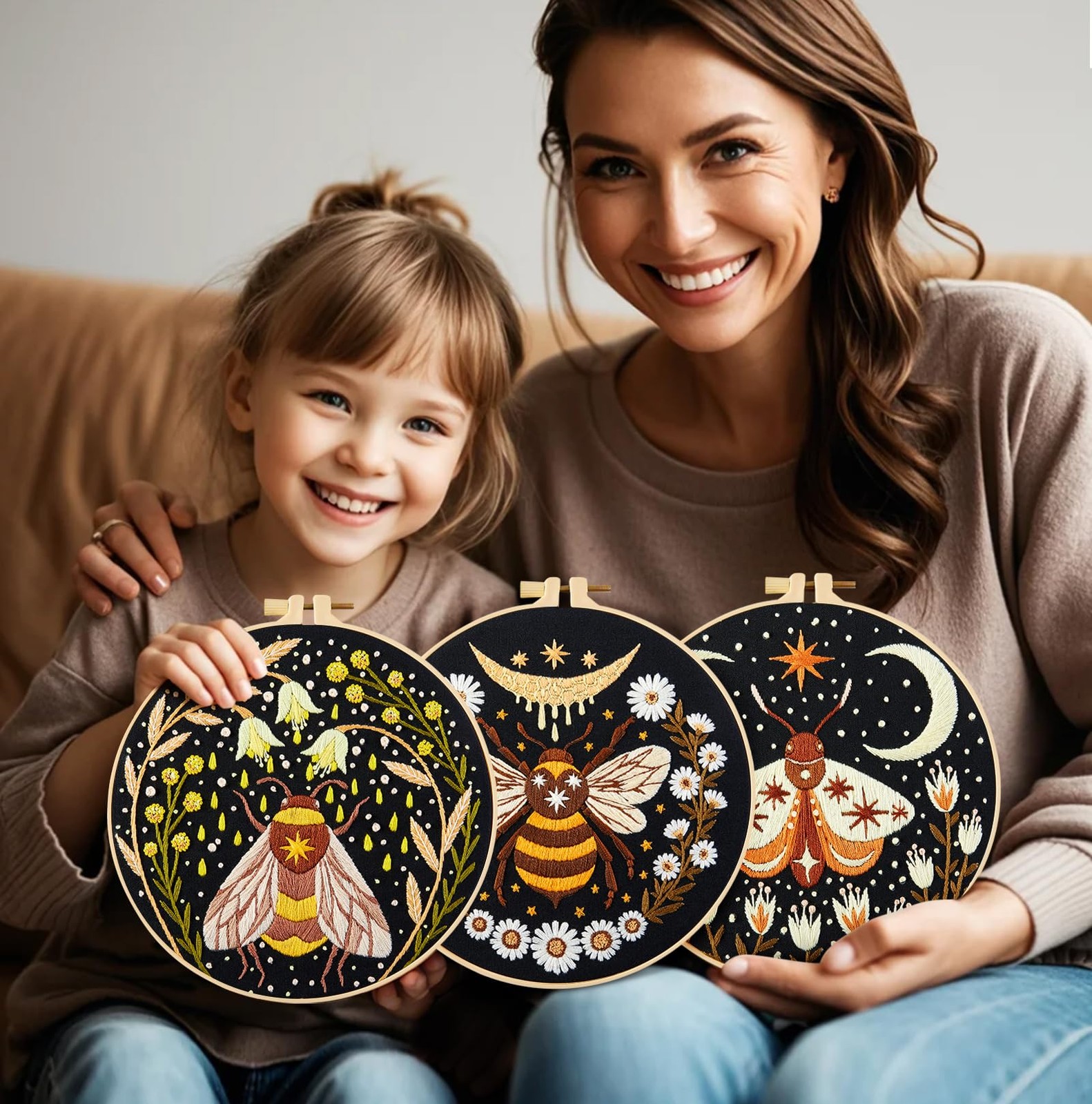 Hand Embroidery Starter Kits for Beginners Adults, Counted Stamped Cross Sti...