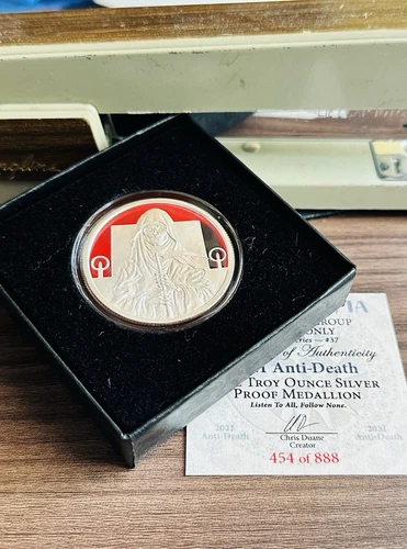 2021 1OZ ANTI-DEATH PROOF MICROMINTAGE - SILVER SHIELD "IN-HAND" .999 PURE AG