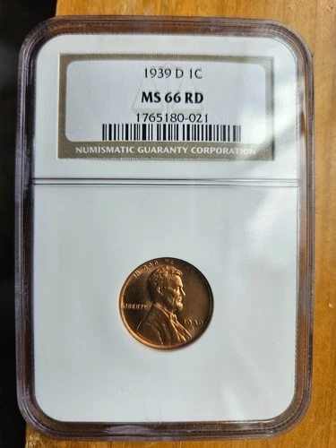 1939 D LINCOLN WHEAT CENT PENNY NGC MS66 RD