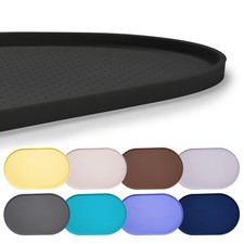 Waterproof Silicone Pet Feeding Mat Raised Edge Dog Bowl Black 16x10 Inch