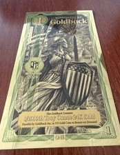 D.C. Gold Foil Note 1/1000 Troy Oz 24KT Goldback - Limited Addition 250yrs