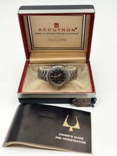 Rare 1969 Bulova Accutron Astronaut 38mm cal. 214 Box Papers RUNS KEEPS TIME