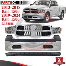 Front Bumper Chrome Kit For 2013-2018 Ram 1500 & 2019-2024 Ram 1500 Classic