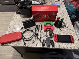 Nintendo Switch RED Bundle: Dock, 4 Joy-Cons with charger, Case + 512GB SanDisk