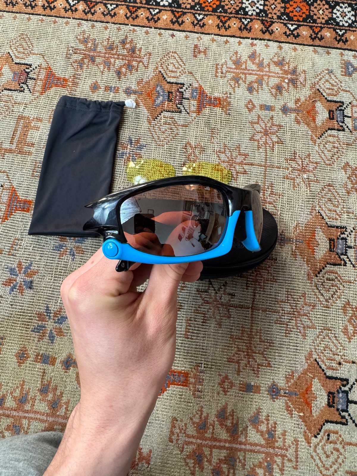 Vintage Oakley Split Jacket Sunglasses Black Blue… - image 14
