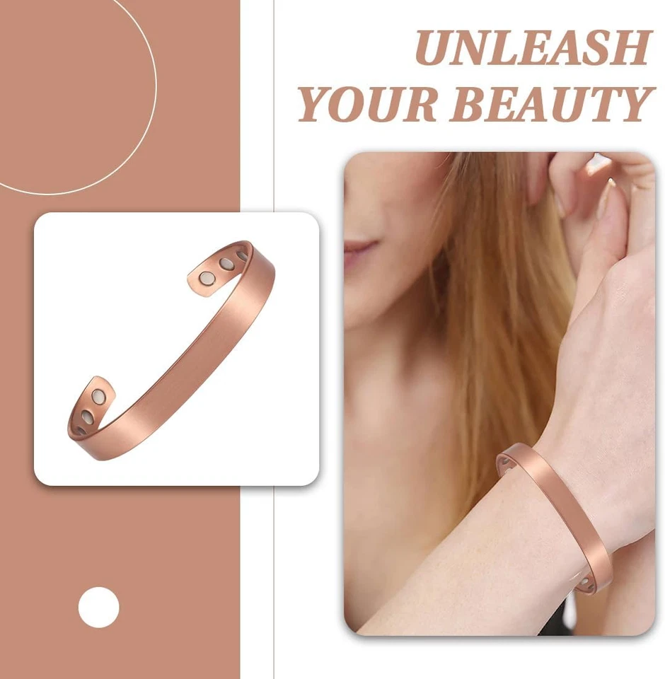Bracciale Magnetico in Rame Braccialetto per Magnetoterapia Bracciali Bronzati C - Immagine 3 di 4