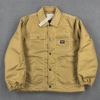 Hudson Jacket Mens Medium Beige Quilted Button Up Utility Quilted Chore Workwear