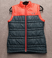 Under Armour Youth YLG Puffer Vest Red Teal Quilted Insulated Zip Up