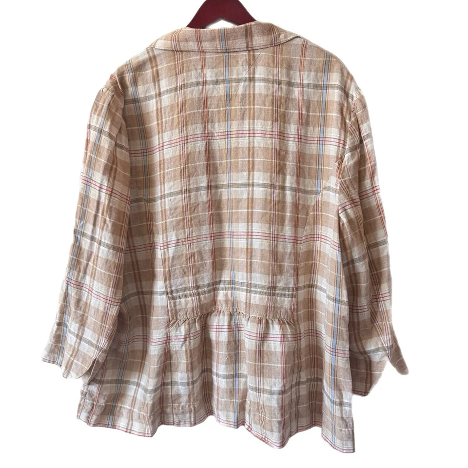 Tommy Hilfiger Blazer Chaqueta Lino Bolsillos a Cuadros Academia Vacaciones Playa Talla 24 Foto 3 de 4