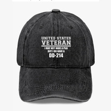 United States Veteran DD-214 Hat I May Not Have a PhD Military Dad Cap Cotton