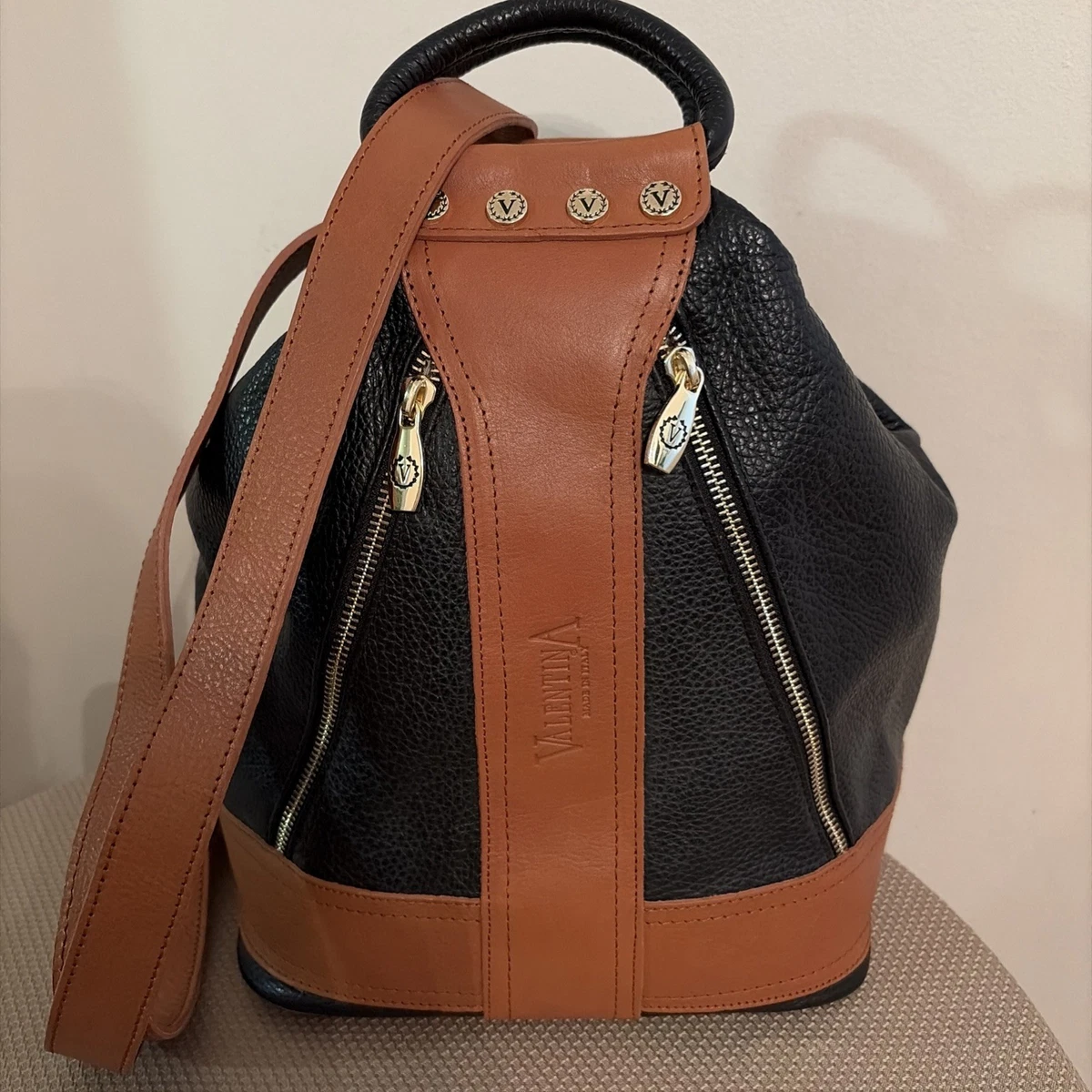 Vintage Valentina Pebble Leather Convertible Teal Brown Made in Italy Good Valentina Hobo Bags for Leather Exterior Women for sale | eBay main image 3