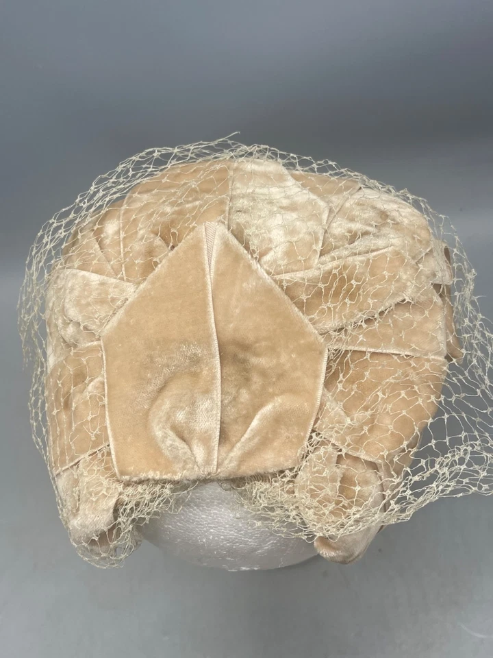 Gorra calavera vintage para mujer sombrero malla red boda teatro talla única bronceado LEER Foto 4 de 4