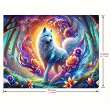 Enchanted Forest Glowing Wolf Backdrop, Multifunctional Wall Decor Fabric, Versa