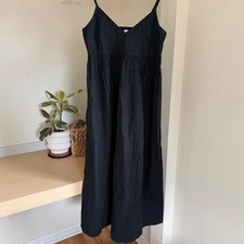 A New Day Black Cotton Midi Dress Small NWT
