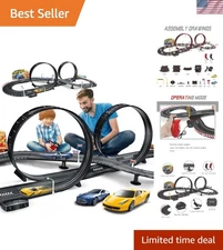 2-Player Slot Car Racing Set - Electric Powered Track with Loops for Ages 6-12