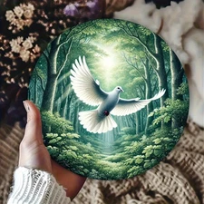 Vintage Forest Round Aluminum Metal Sign Wall Art for Cafe Bar Decor