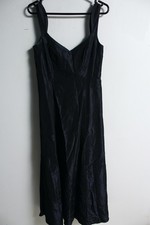 Womens Vintage Satin Full Length Occasion Dress - Blue - Size 14 Approx (k44)