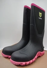 Tidewe Women’s Rubber Boots, Pink & Black Size 10 - NEW IN BOX
