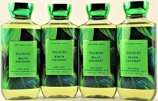 QTY 4 - Bath & Body Works WAIKIKI BEACH COCONUT  Body Wash Shower Gel 10oz