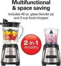Hamilton Beach Blender & Chopper 700W, 12-Function, 40oz Glass Jar, 58149