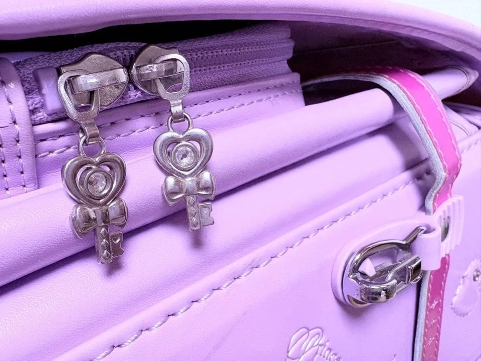 SHIBUYA Randoseru Purple Heart Zipper Pull Flap Opening Adjustable Straps - Image 2 of 4