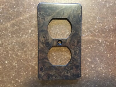 6 Vintage Plastic Outlet Cover Brown Swirled. Retro, Art Deco NEW
