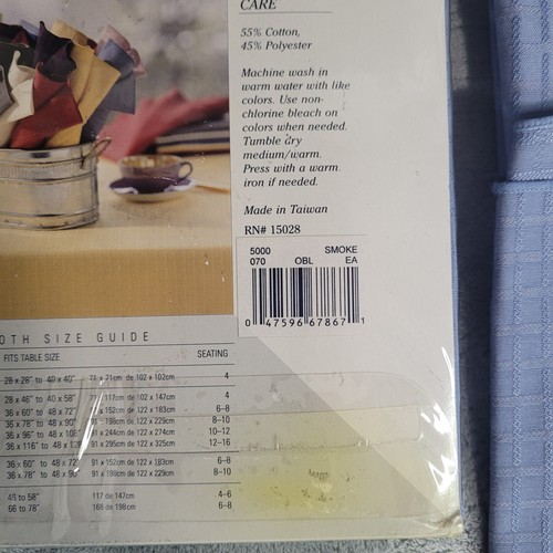 NEW Vintage Fieldcrest Royal Velvet Tablecloth Blue 52x70 Rectangle + 6 Napkins - Picture 6 of 8