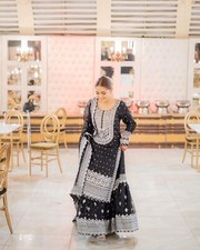 Function Bollywood Indian Style Faux Georgette Top Sharara With Dupatta RTC-BM