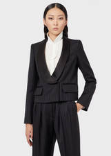 Emporio Armani Cropped Blazer Womens Black Uk Size 38 #ref115