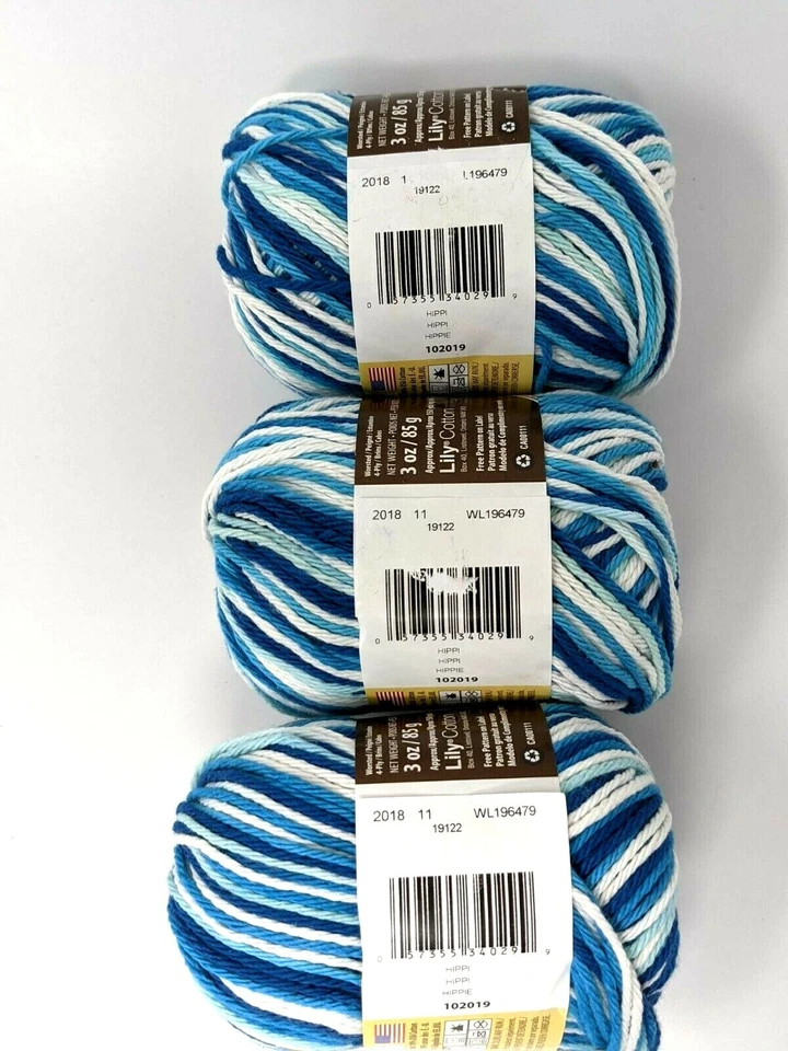 Lily Sugar & Cream Yarn Hippie Hipi Hippi 102019 Cotton Ombre Lot of 3 Skeins - Image 2 of 4