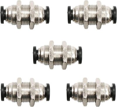5Pcs Bulkhead Union 3/8'' X 3/8'' Tube OD Push Connect Tube Fitting, PMM-3/8 New
